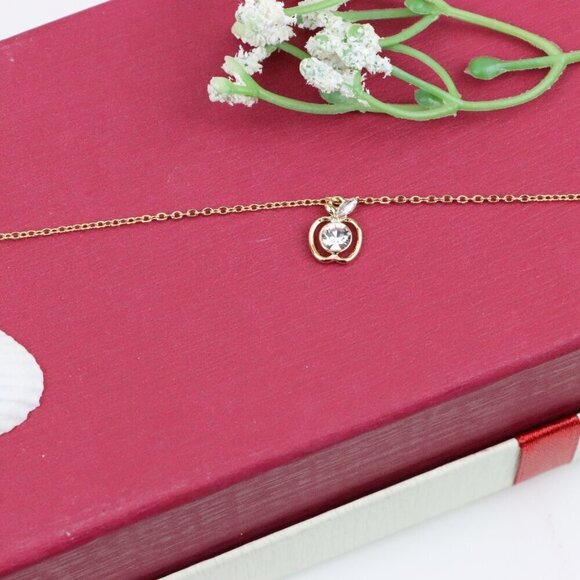 "Sparkling Apple Charm Rose Gold Bracelet with Adjustable Fit, XPBL0851 - Picture 11 of 12